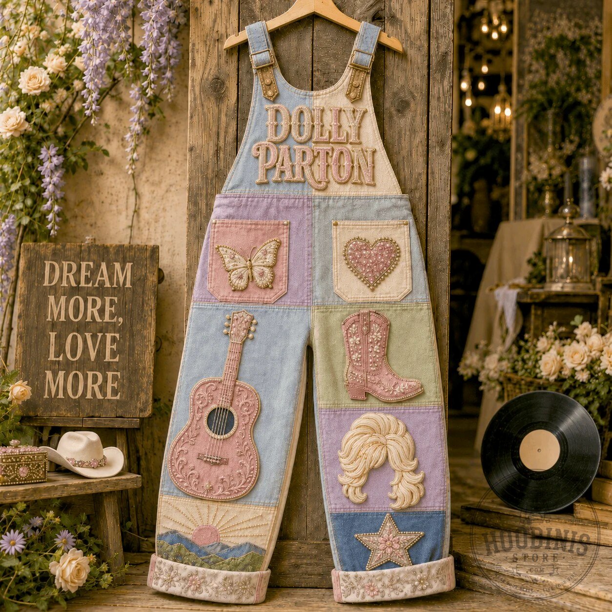Dolly Parton Country Music Star Denim Overalls Jumpsuit