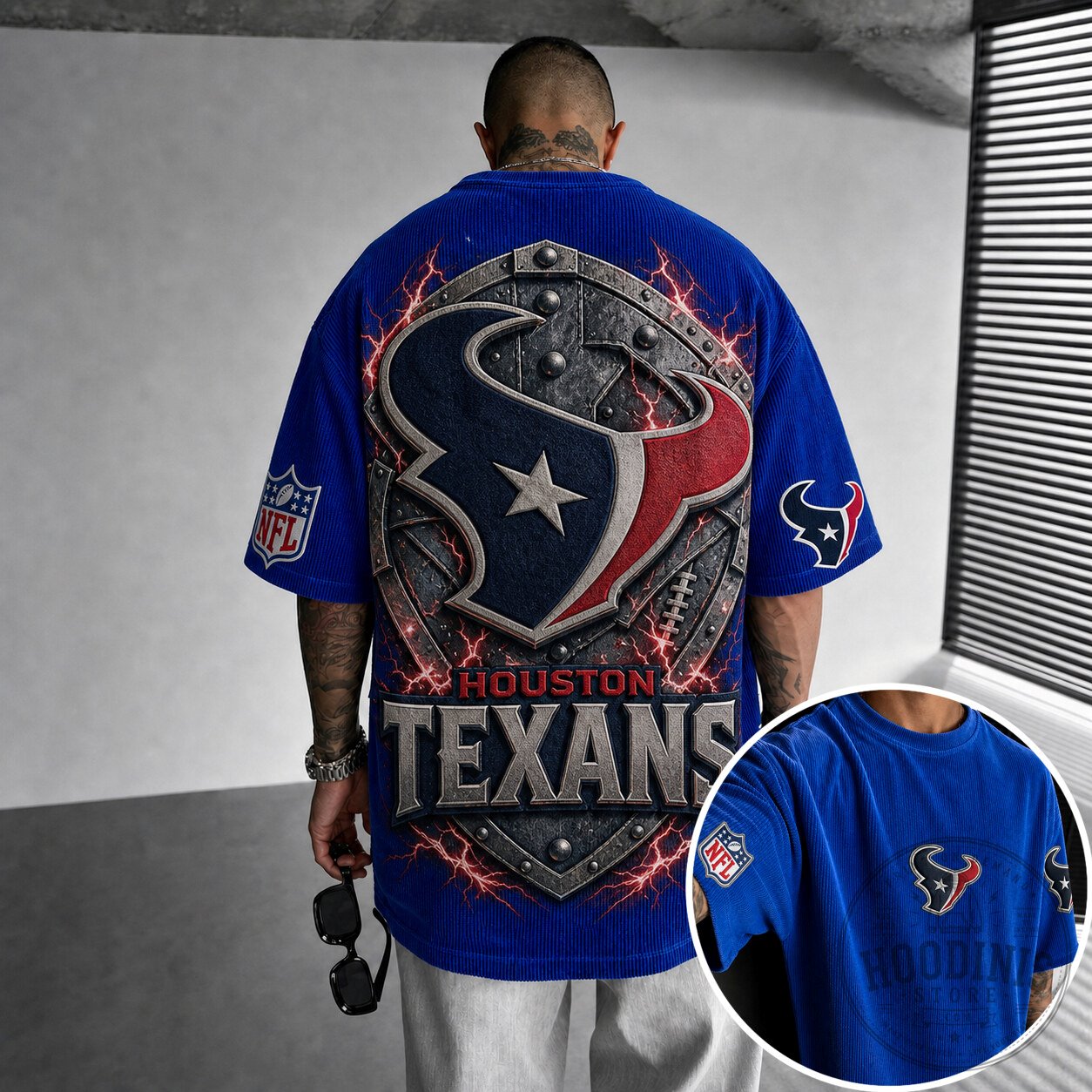 Houston Texans NFL Football Team Corduroy Oversized T-Shirt