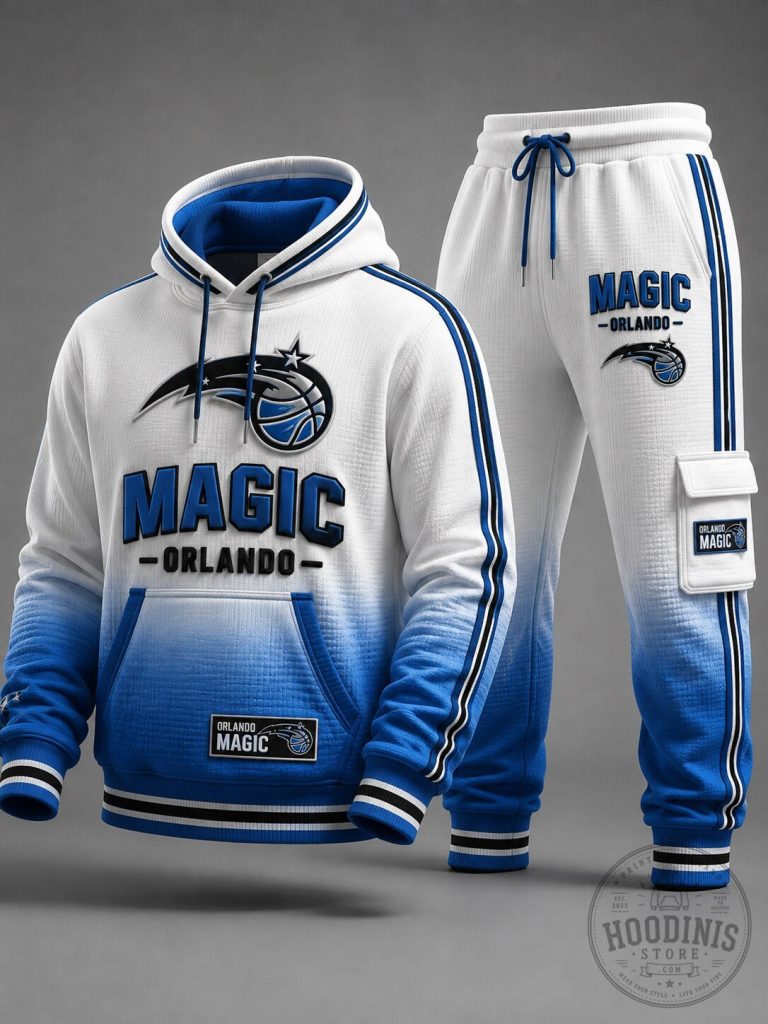 Orlando Magic Gradient Blue and White Basketball Team Hoodie and Jogger Set