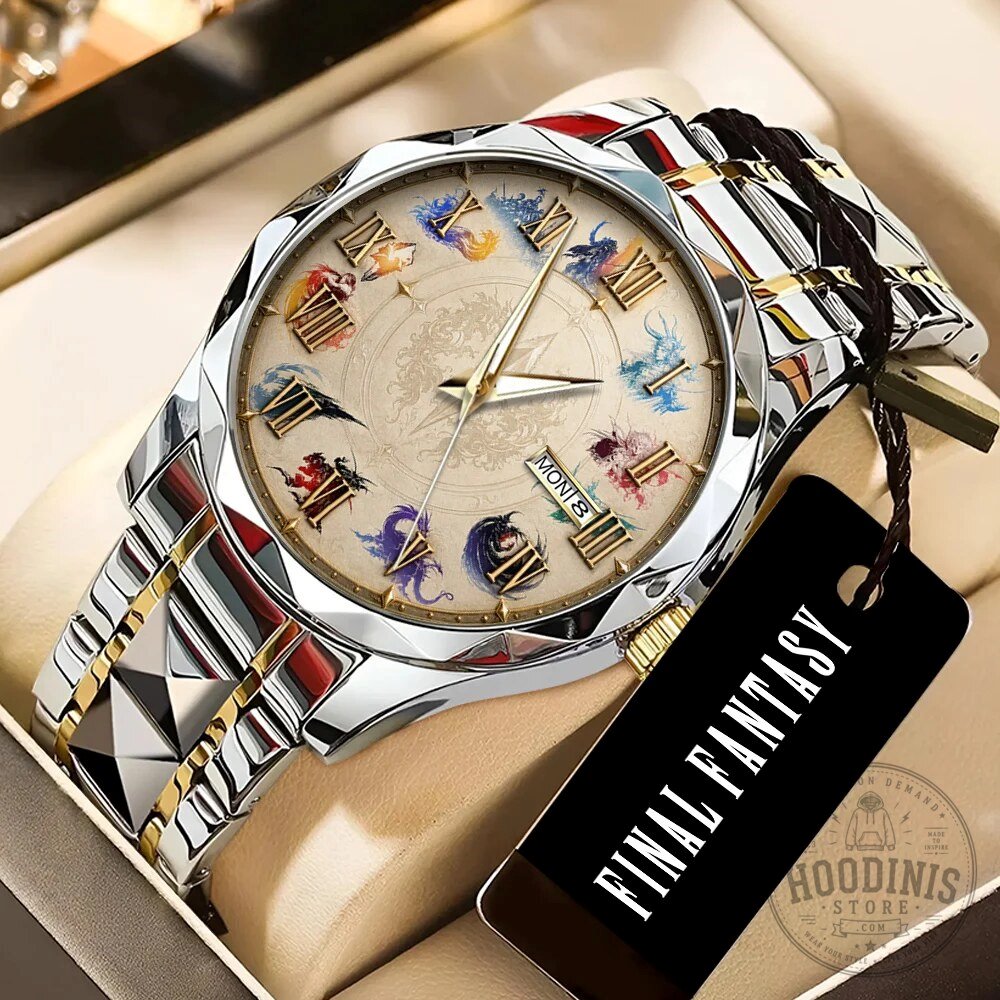 Final Fantasy XIV Eorzea Primals Luxury Quartz Watch, Stainless Steel