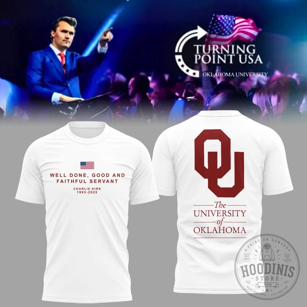 Turning Point USA Charlie Kirk University of Oklahoma 2025 T-Shirt