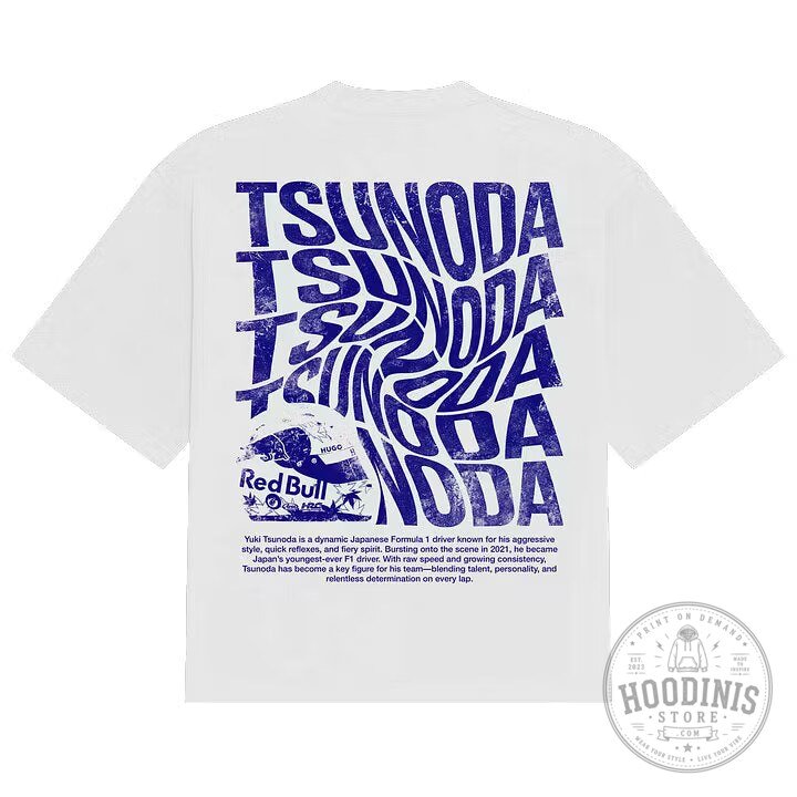 Yuki Tsunoda Red Bull Formula 1 Racing Driver White T-Shirt