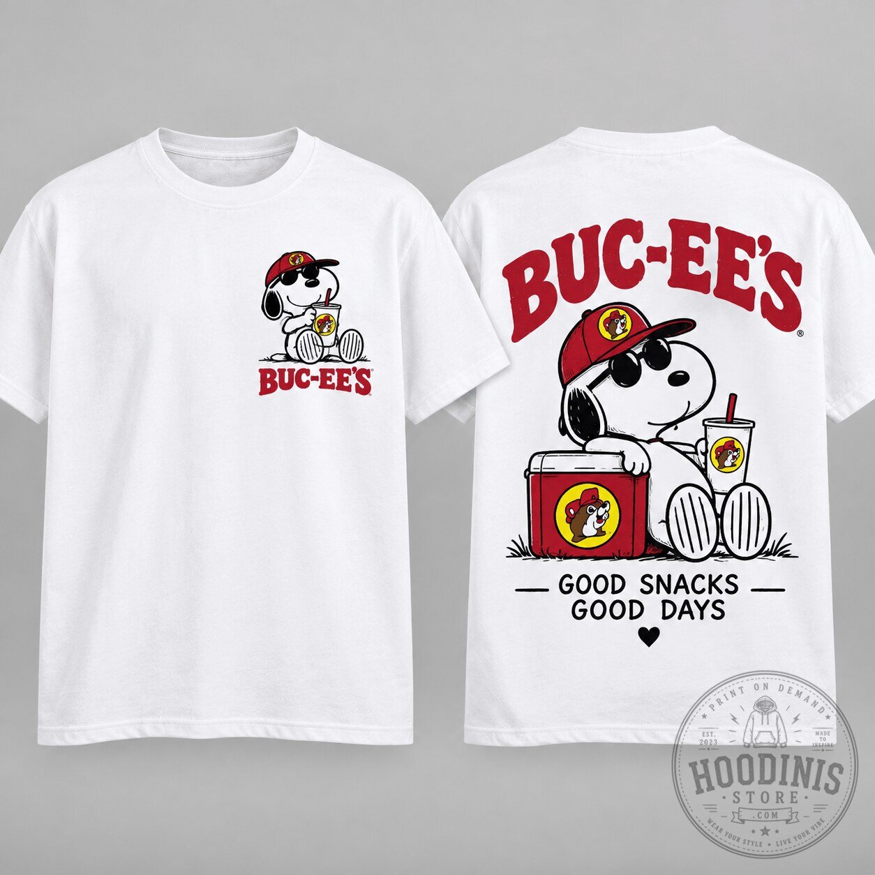 Buc-ee's Shirt Snoopy Good Snacks Good Days White T-Shirt
