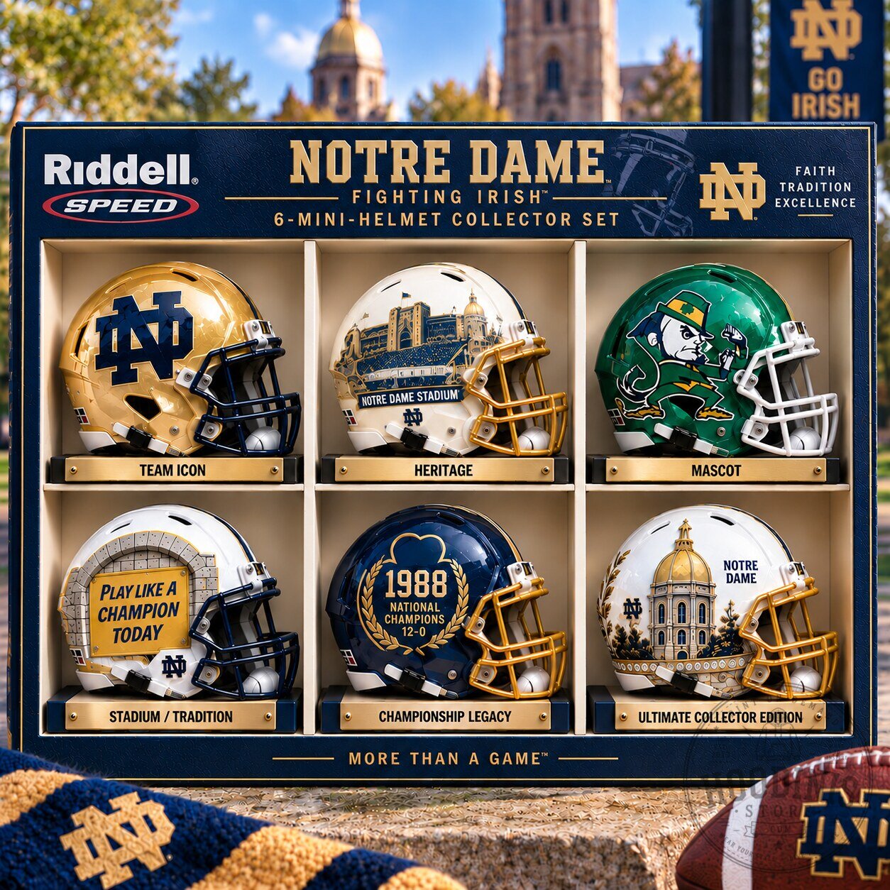 Notre Dame Fighting Irish Football Mini Helmet Collector Set