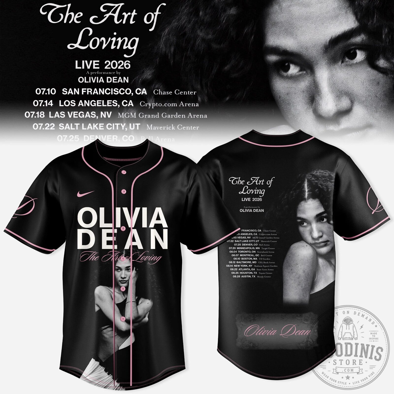 Olivia Dean The Art of Loving Tour 2026 Baseball Jersey