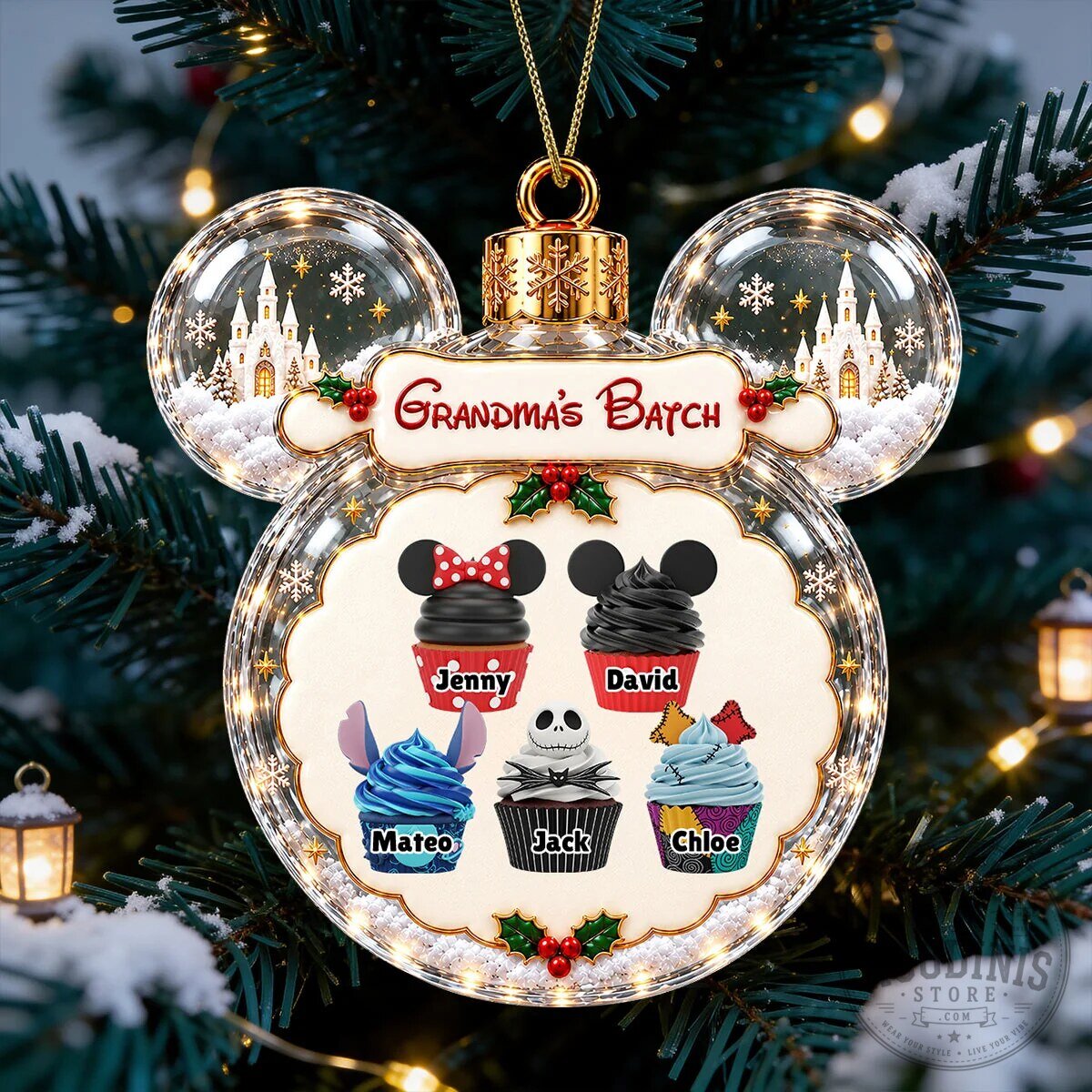 Personalized Grandma's Batch Mickey Mouse Ears Christmas Tree Ornament 2 Personalized Grandma's Batch Mickey Mouse Ears Christmas Tree Ornament