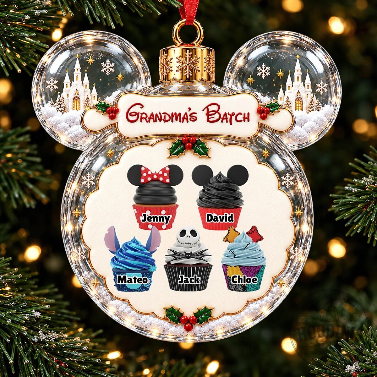 Personalized Grandma's Batch Mickey Mouse Ears Christmas Tree Ornament 10 Personalized Grandma