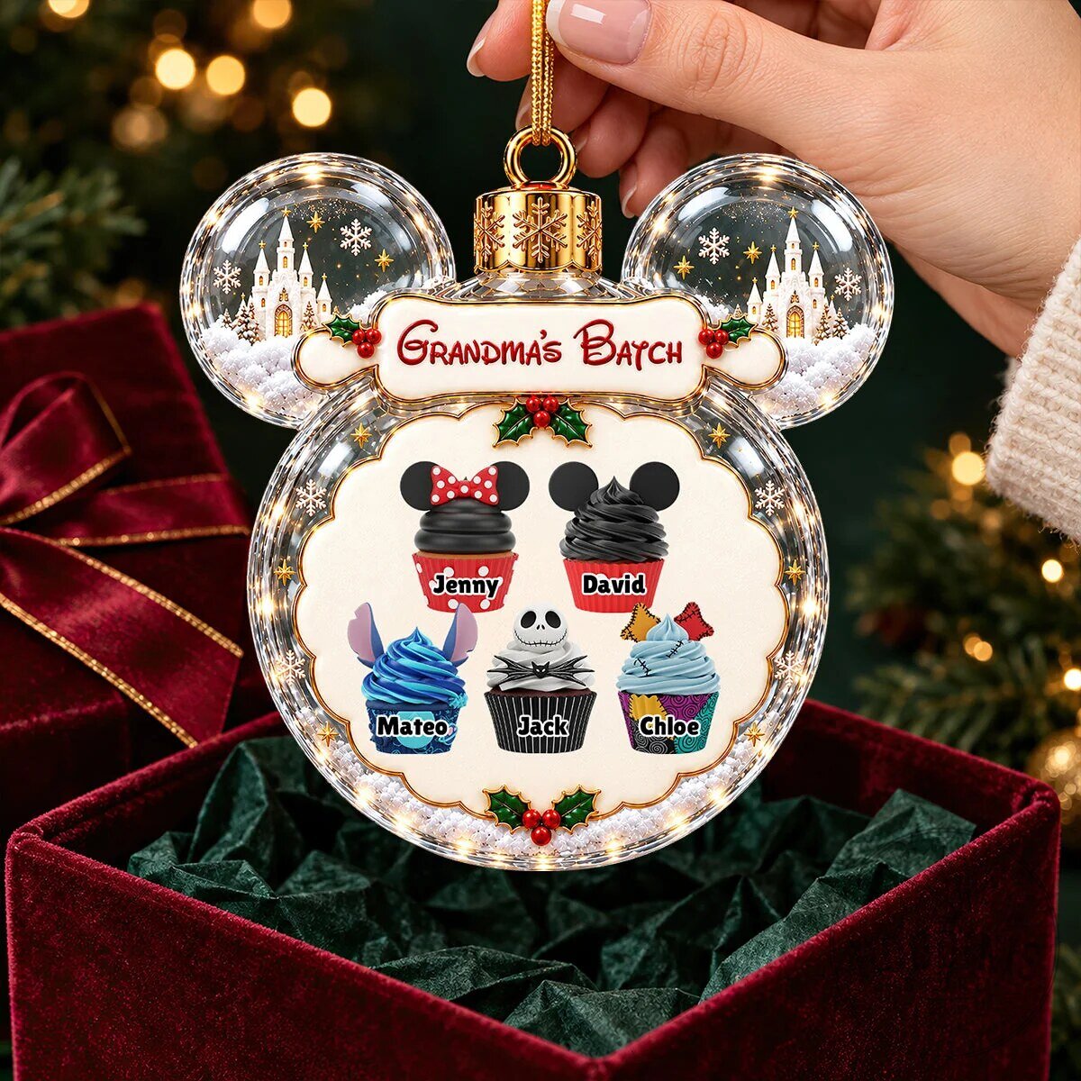 Personalized Grandma's Batch Mickey Mouse Ears Christmas Tree Ornament 12 Personalized Grandma