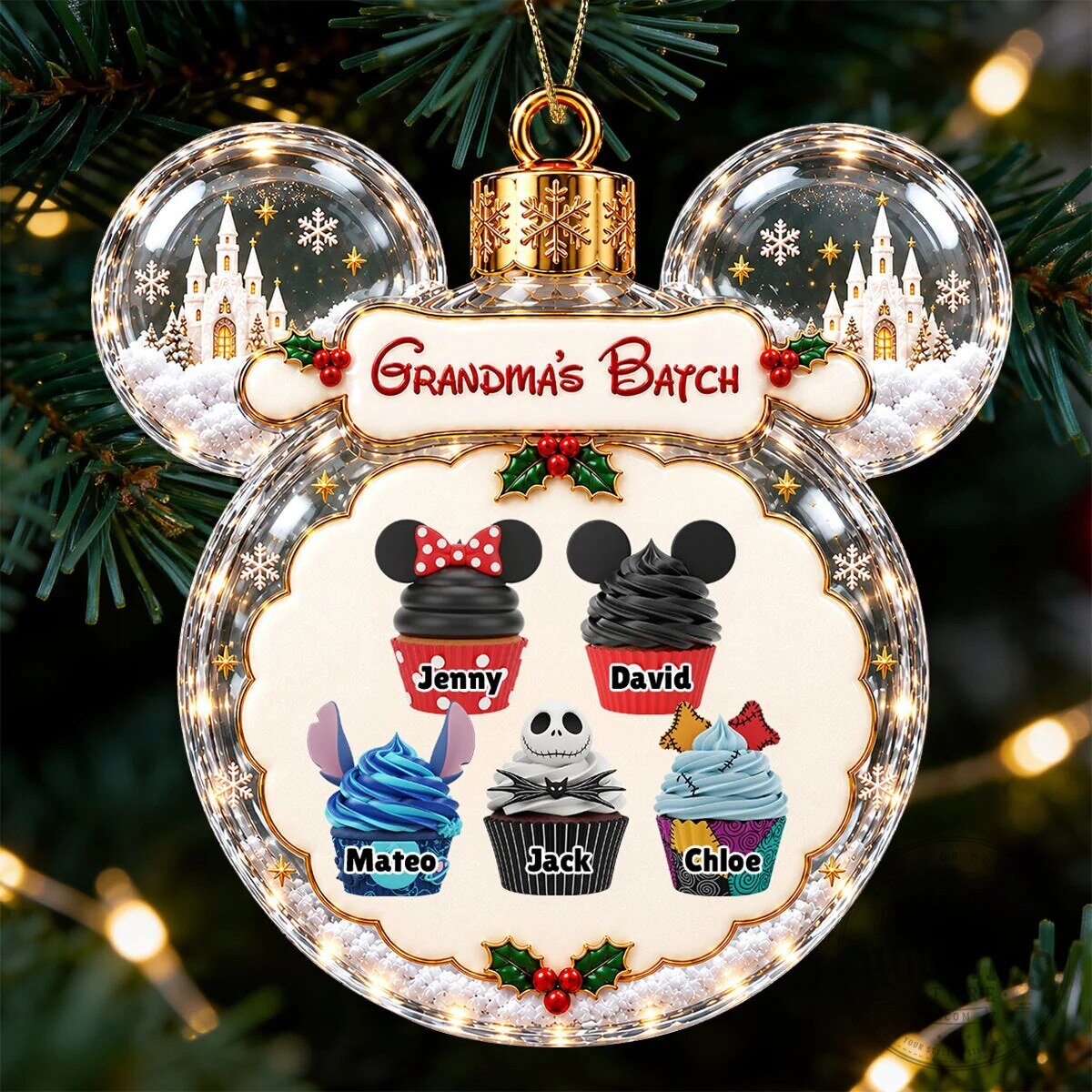 Personalized Grandma's Batch Mickey Mouse Ears Christmas Tree Ornament 13 Personalized Grandma