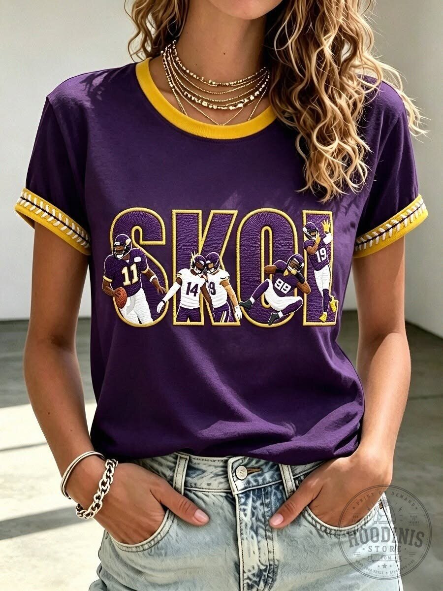 Minnesota Vikings Football Skol Graphic Ringer T-Shirt for Women