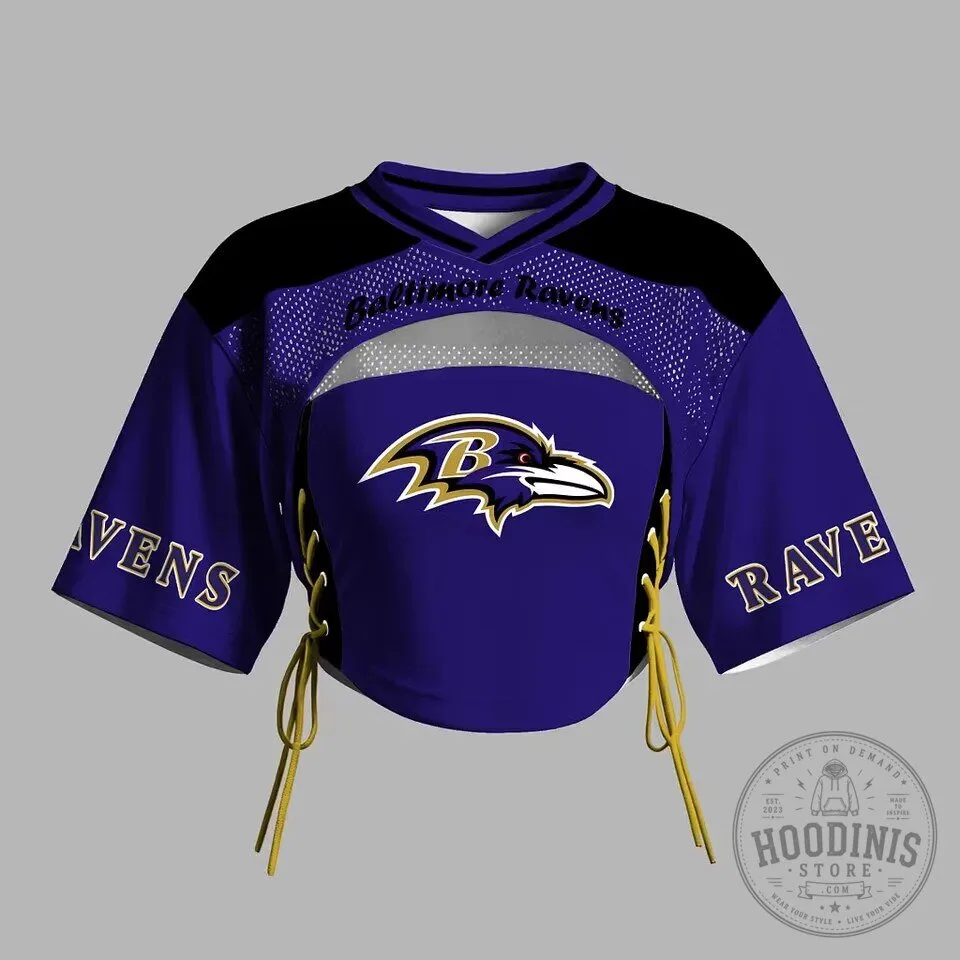 Baltimore Ravens Women's Lace-Up Crop Football Jersey