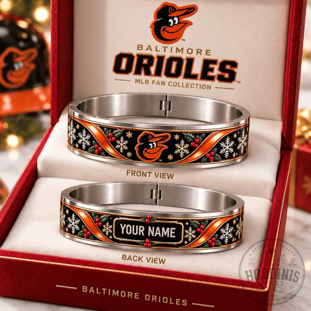 Baltimore Orioles Christmas Holiday Personalized Bracelet for MLB Baseball Fans
