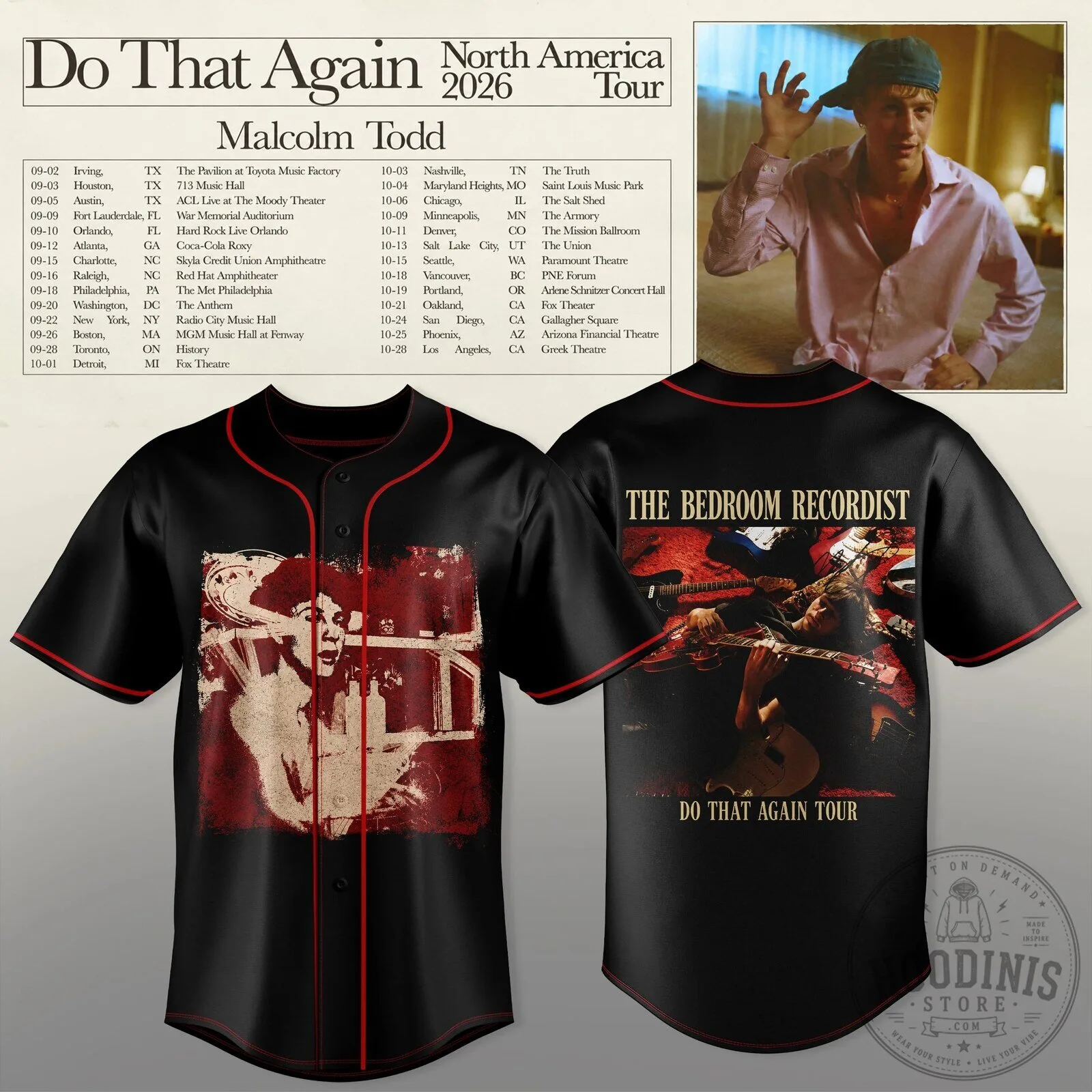 2026 North America Tour Baseball Jersey by Malcolm Todd - Do That Again Edition