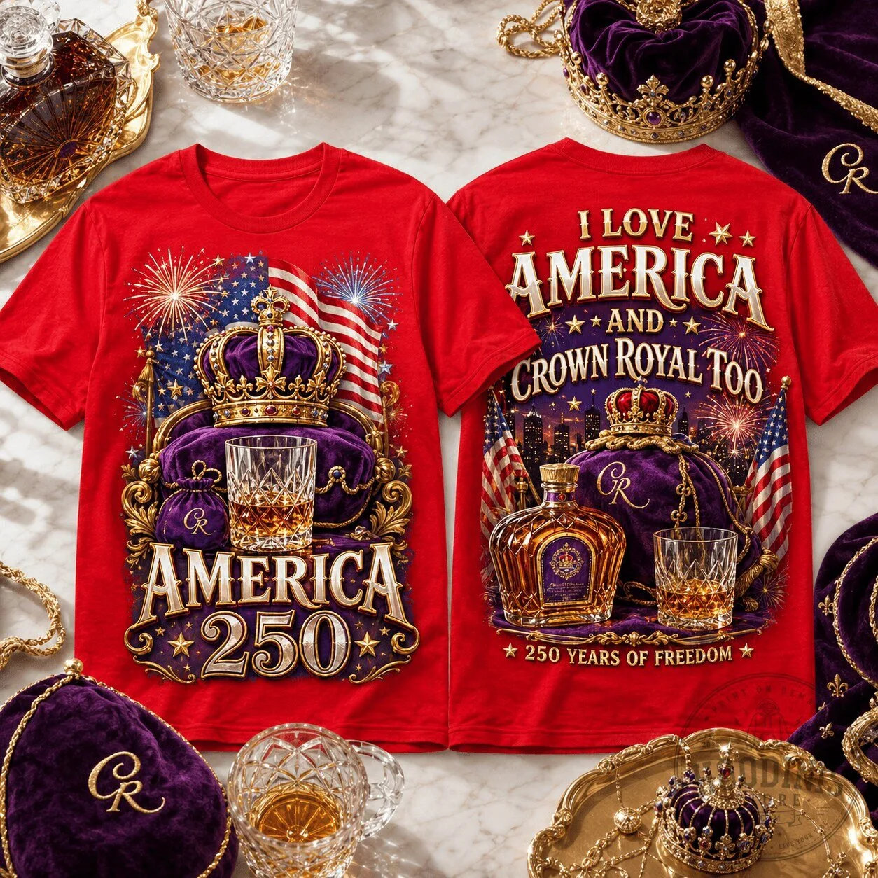 America Crown Royal Whiskey 250 Years of Freedom Patriotic T-Shirt