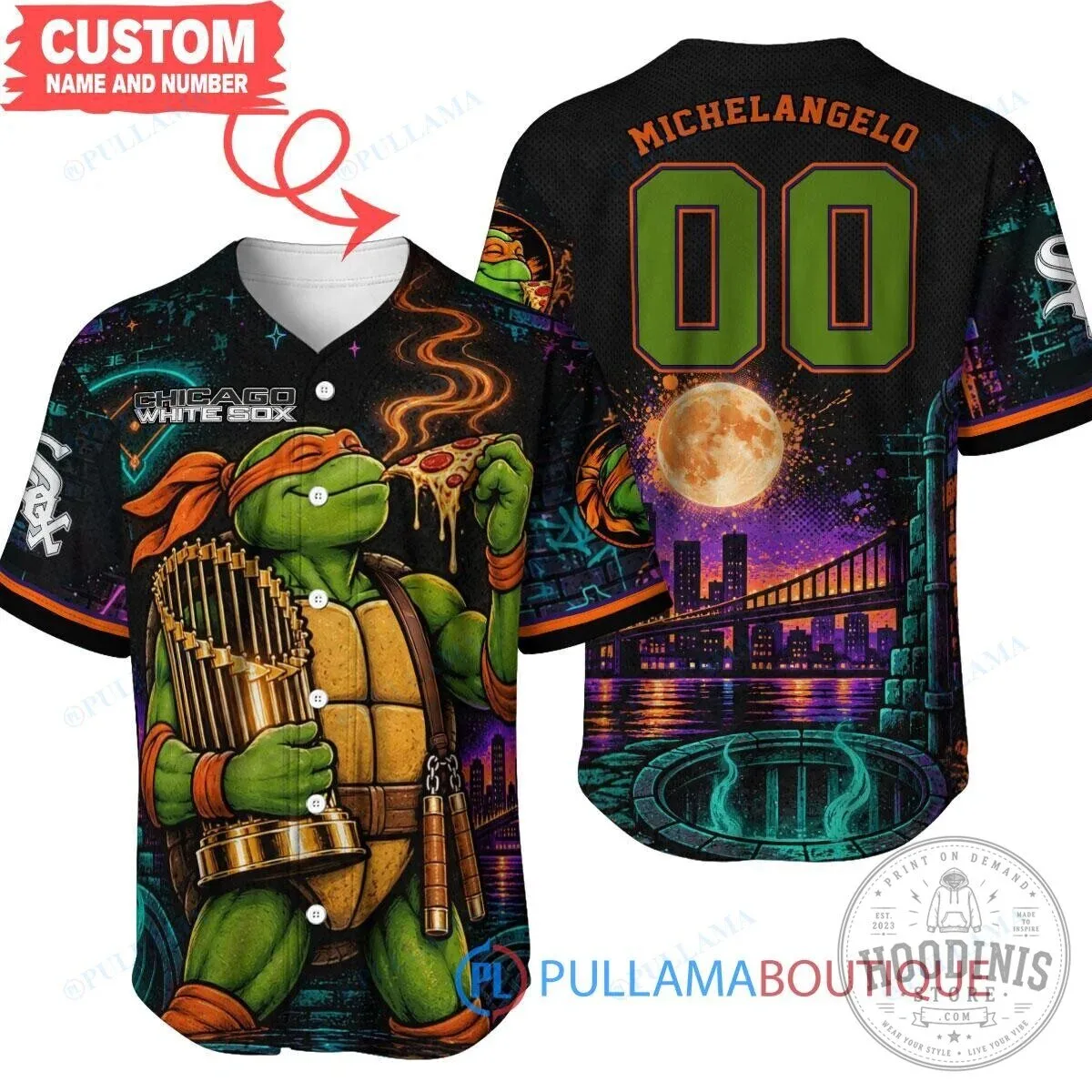 Chicago White Sox Michelangelo Teenage Mutant Ninja Turtles Baseball Jersey