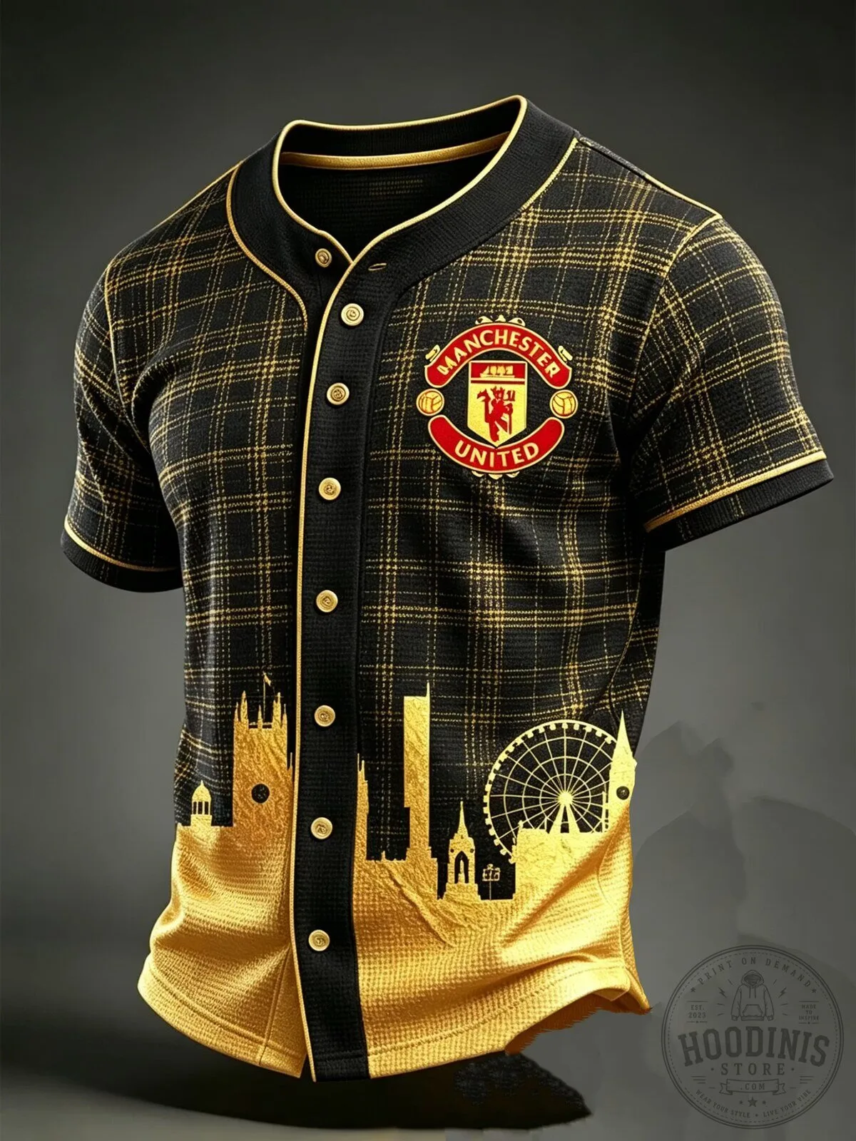 Manchester United Football Club Plaid Pattern Baseball Jersey
