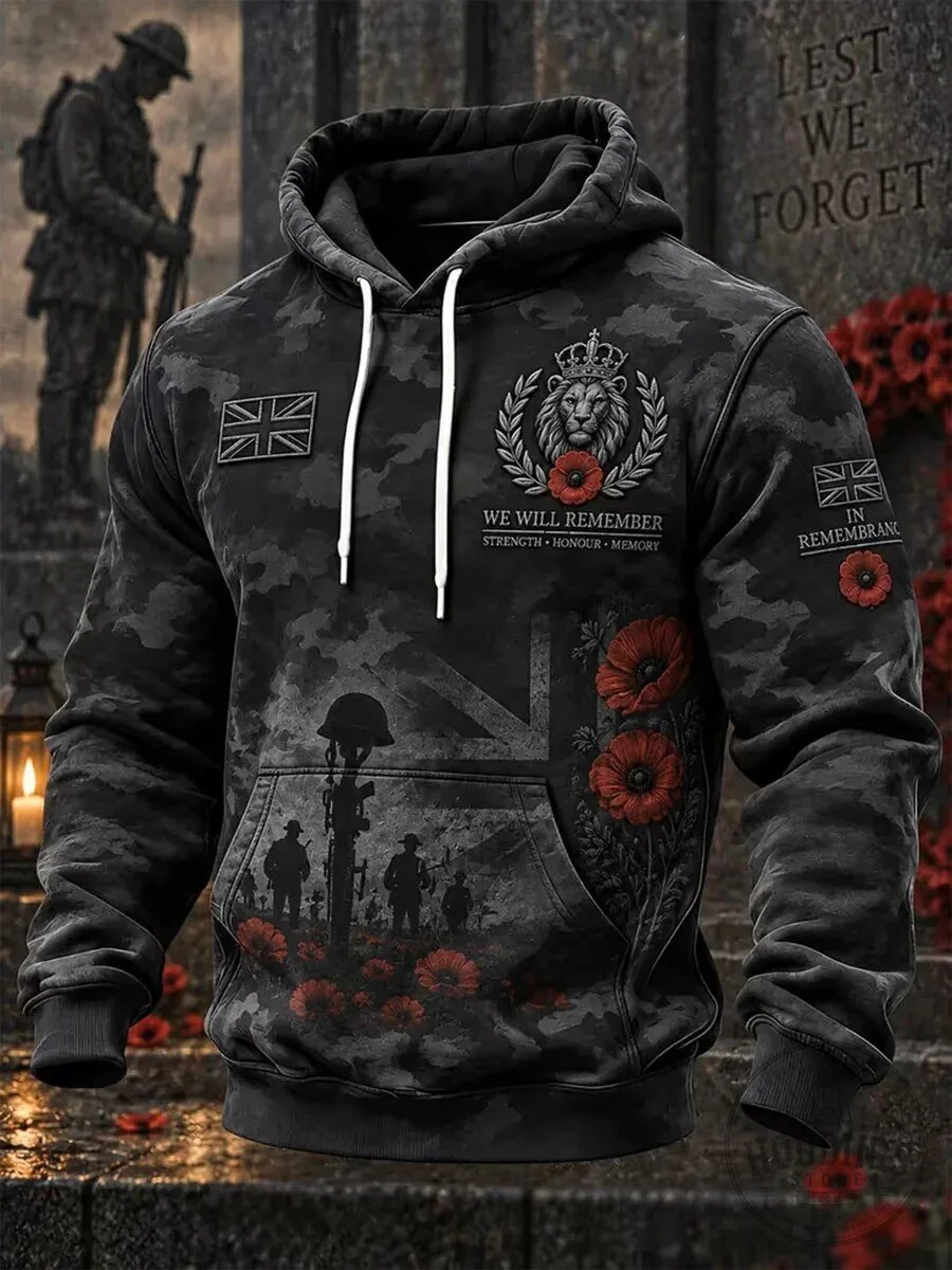 Lest We Forget Remembrance Day British Flag Camouflage Hoodie