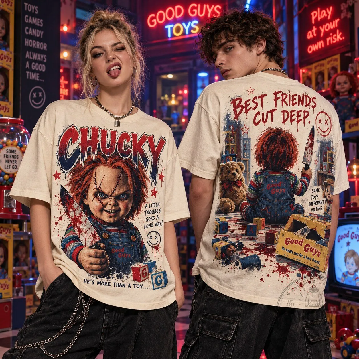 Chucky Best Friends Cut Deep Horror Movie T-Shirt