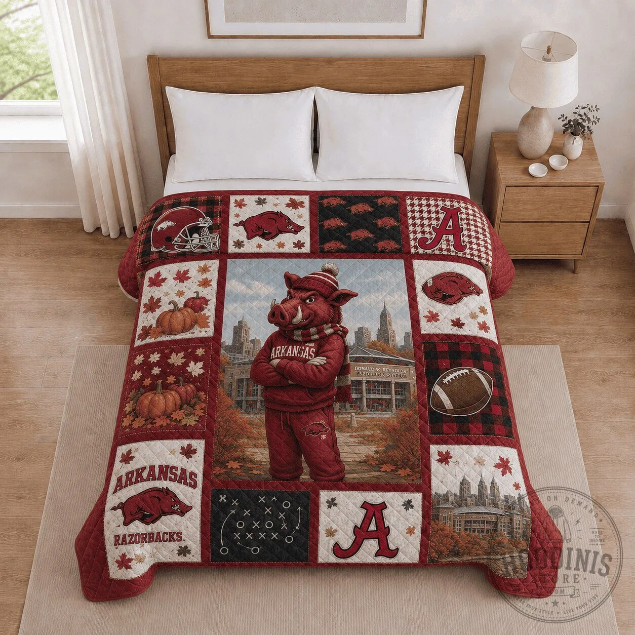 Arkansas Razorbacks Football Team Mascot Quilted Blanket