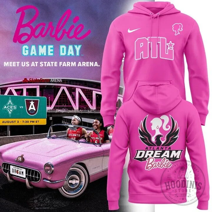 Pink Hoodie for Game Day Featuring Atlanta Dream Barbie