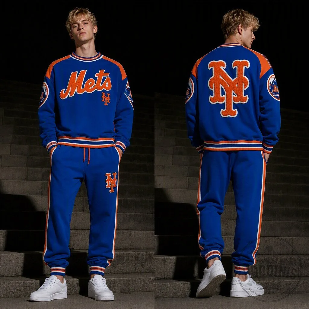 New York Mets Baseball Team Logo Royal Blue Sweatshirt and Sweatpants Set