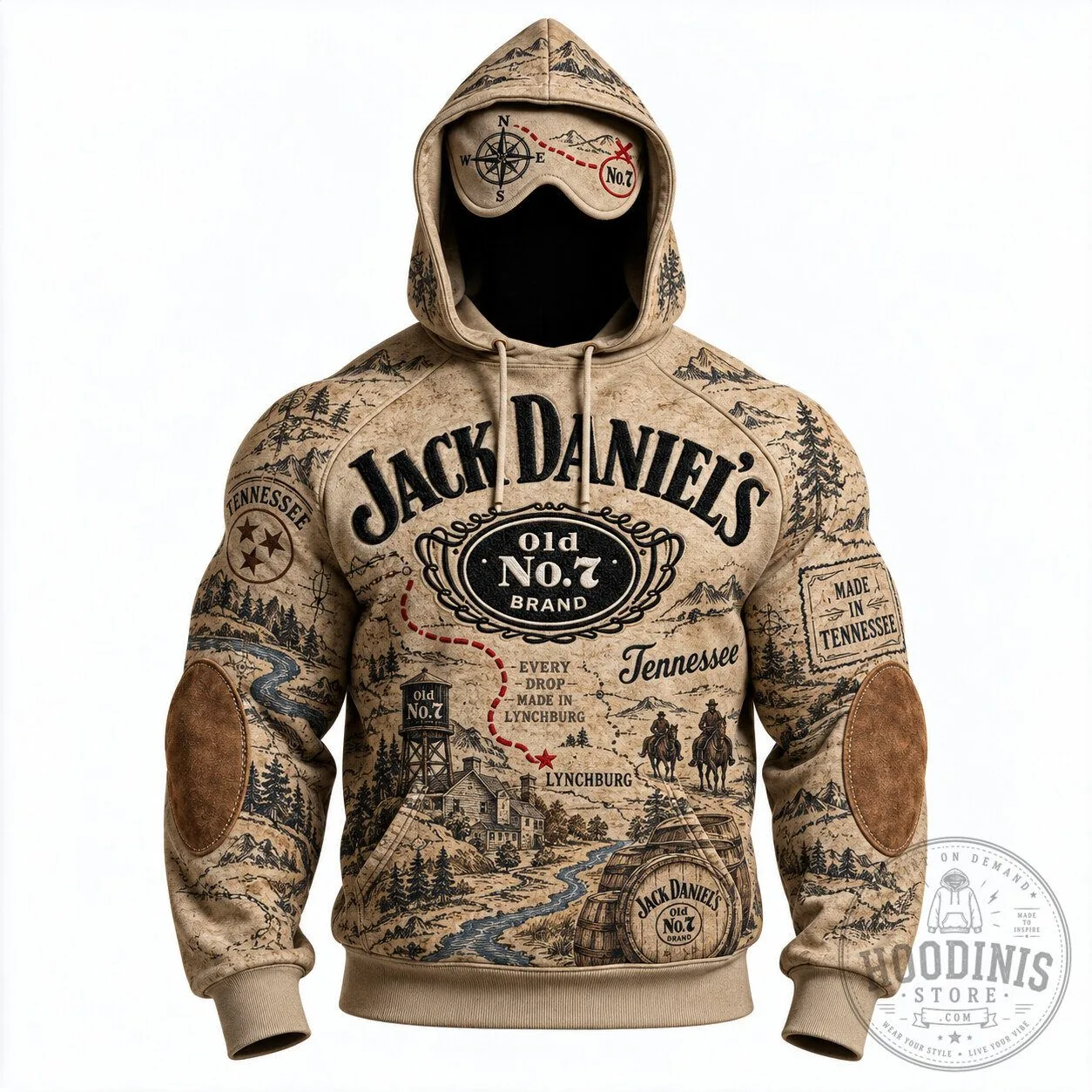 Jack Daniel's Old No. 7 Brand Tennessee Whiskey Map Hoodie