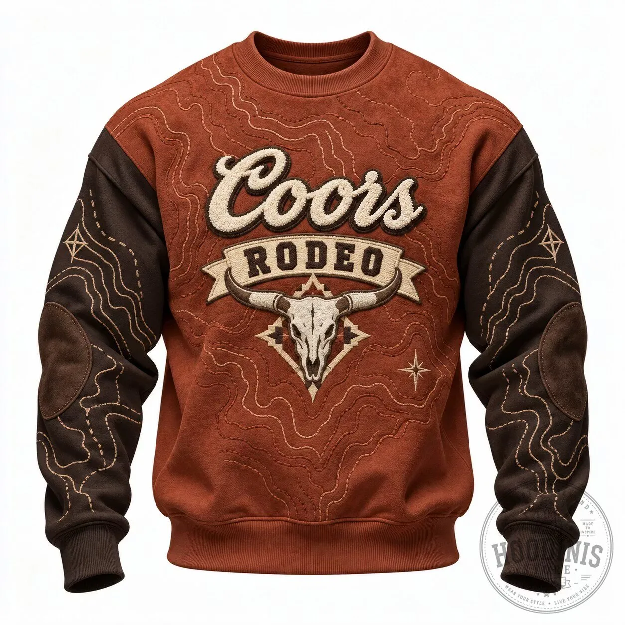 Crewneck Long Sleeve Sweatshirt in Cowboy Design by Coors Rodeo