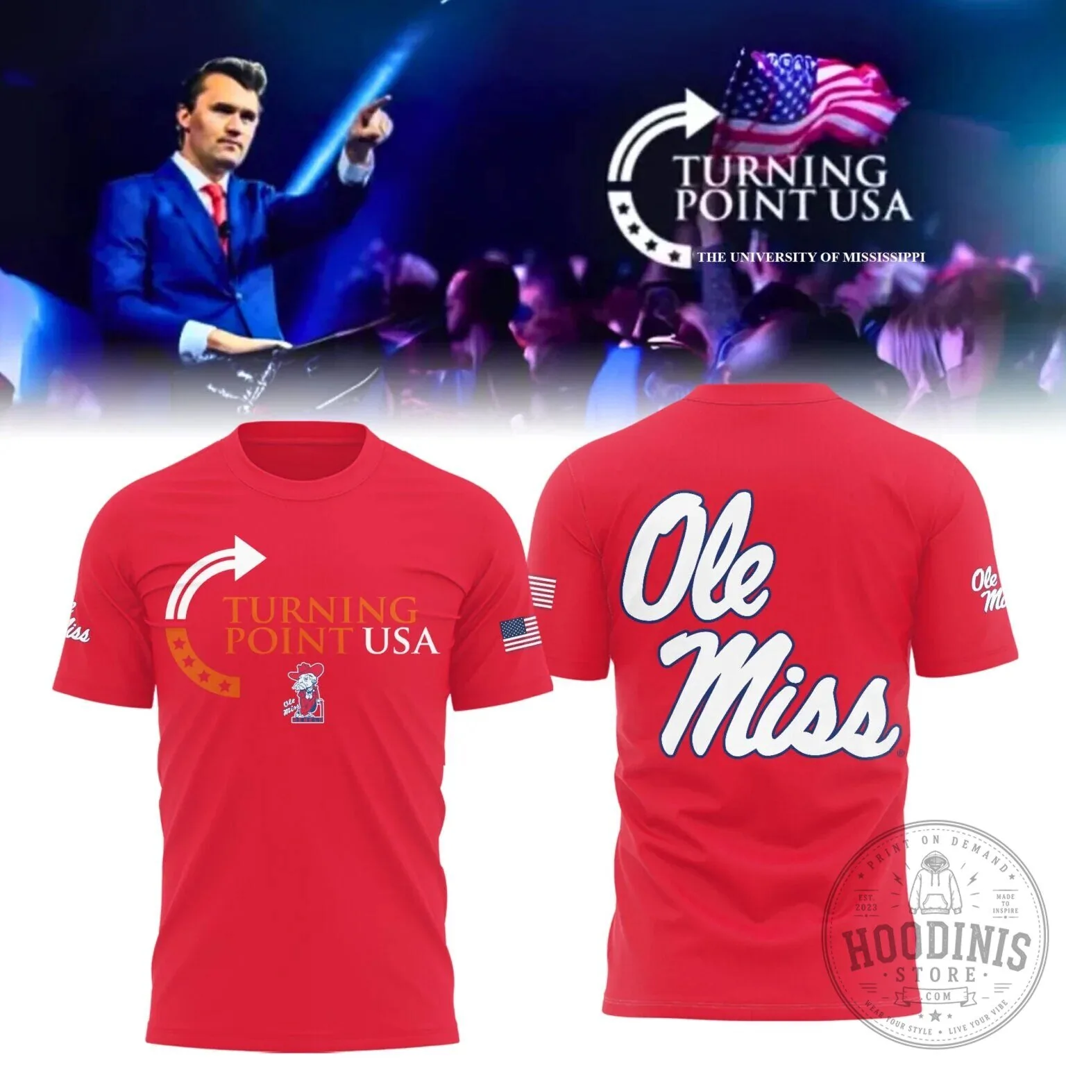 Ole Miss Turning Point USA Political Activism Red Short Sleeve T-Shirt