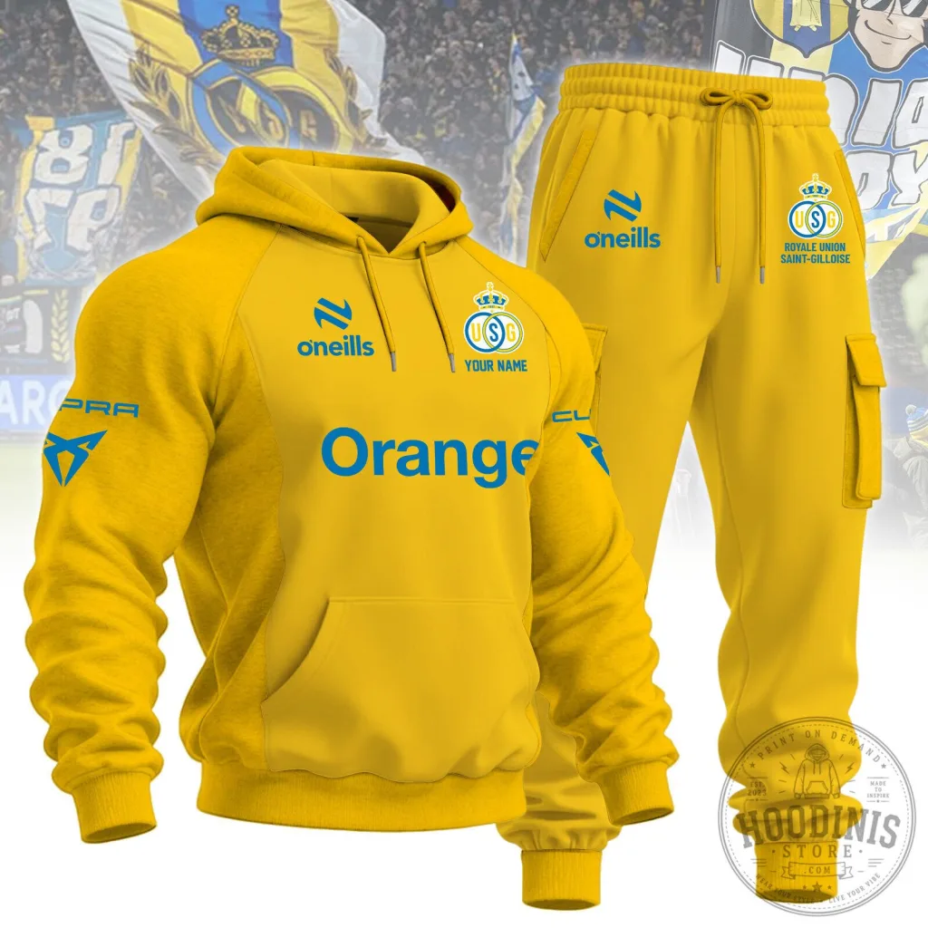 Royale Union Saint-Gilloise Football Club Yellow Hoodie and Pants Set Royale Union Saint-Gilloise Football Club Yellow Hoodie and Pants Set