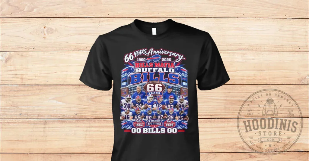 Buffalo Bills Mafia 66th Anniversary Football Team Black T-Shirt 17 Buffalo Bills Mafia 66th Anniversary Football Team Black T-Shirt