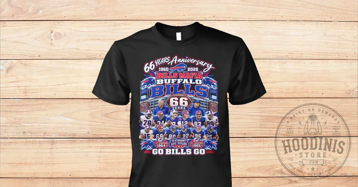 Buffalo Bills Mafia 66th Anniversary Football Team Black T-Shirt 1 Buffalo Bills Mafia 66th Anniversary Football Team Black T-Shirt