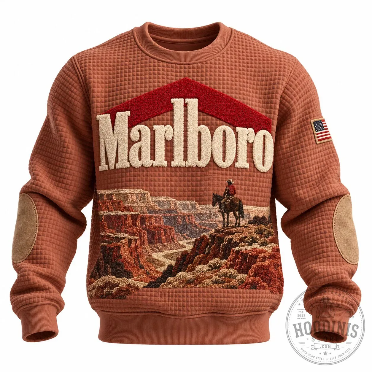 Marlboro Country Grand Canyon Cowboy Waffle Knit Sweatshirt