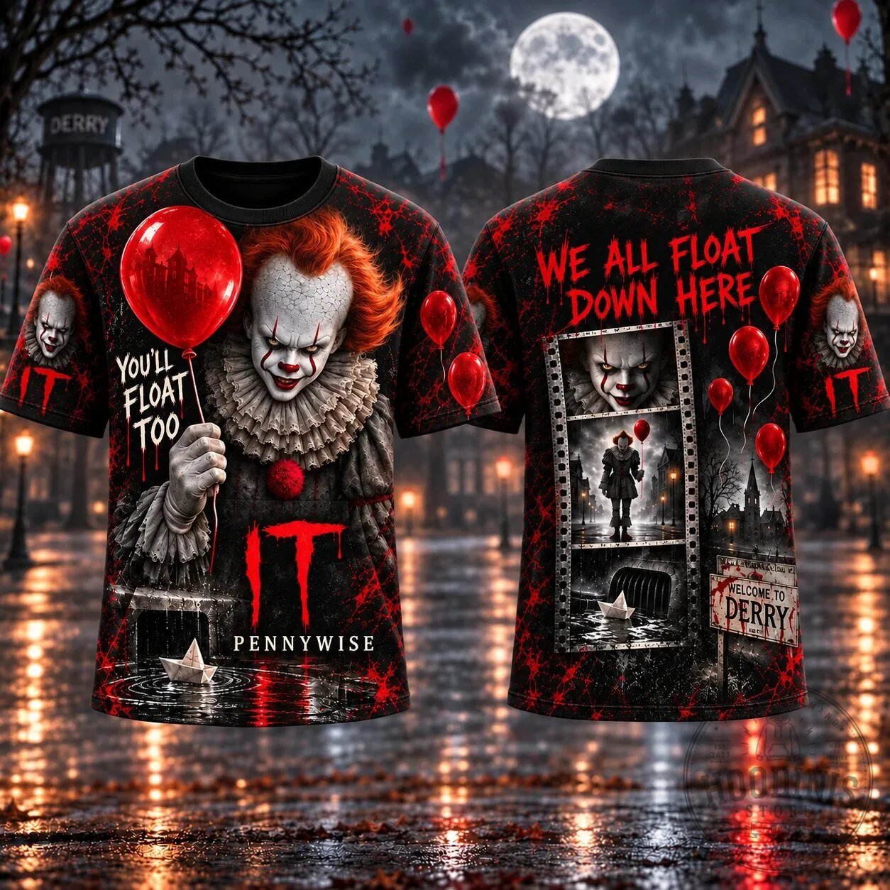 Pennywise The Clown You'll Float Too Horror Movie All-Over Print T-Shirt