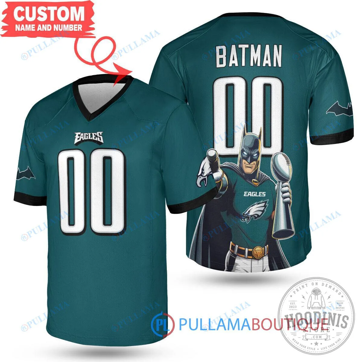 Batman Philadelphia Eagles Super Bowl Trophy Football Jersey