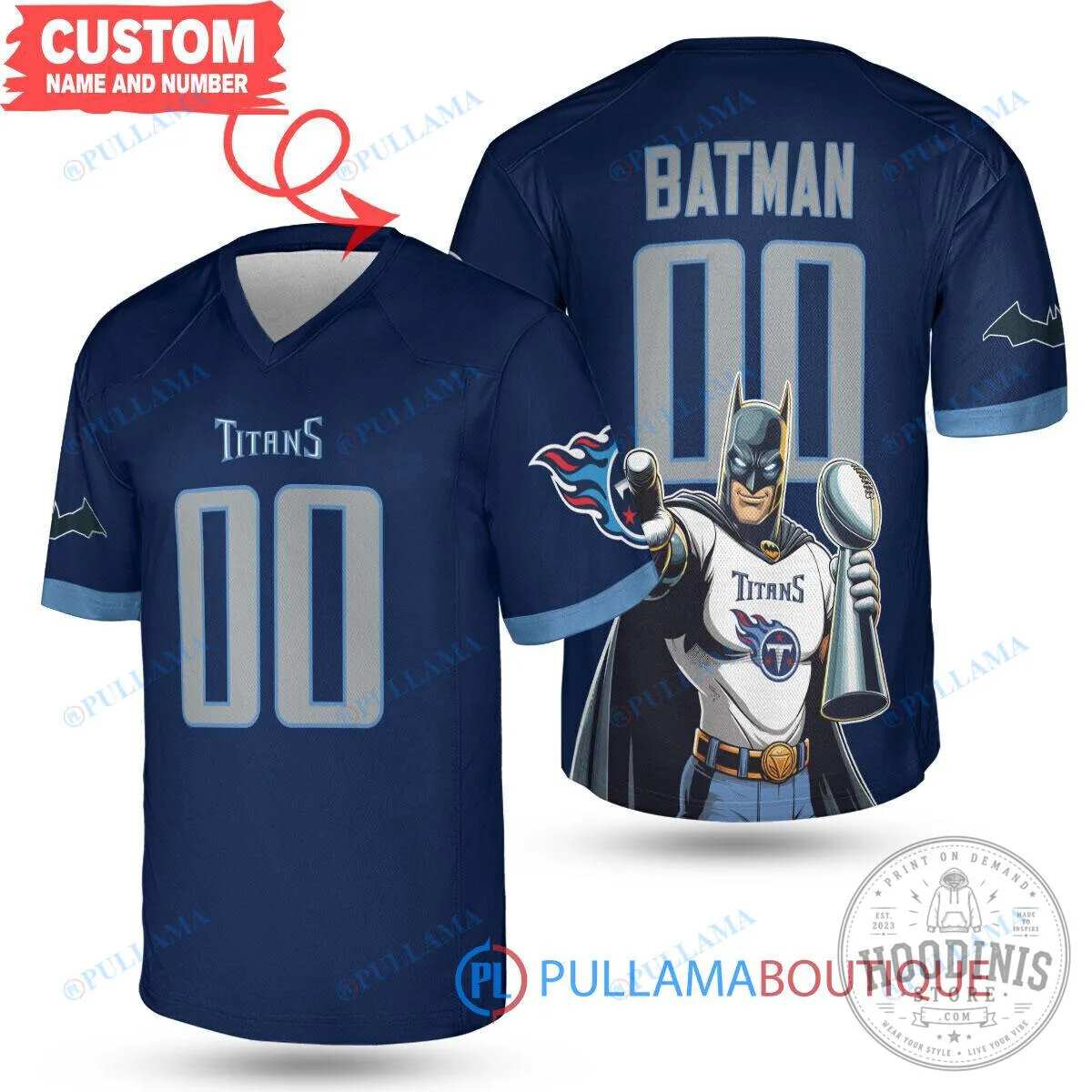 Batman Tennessee Titans NFL Football Jersey Custom Name Number