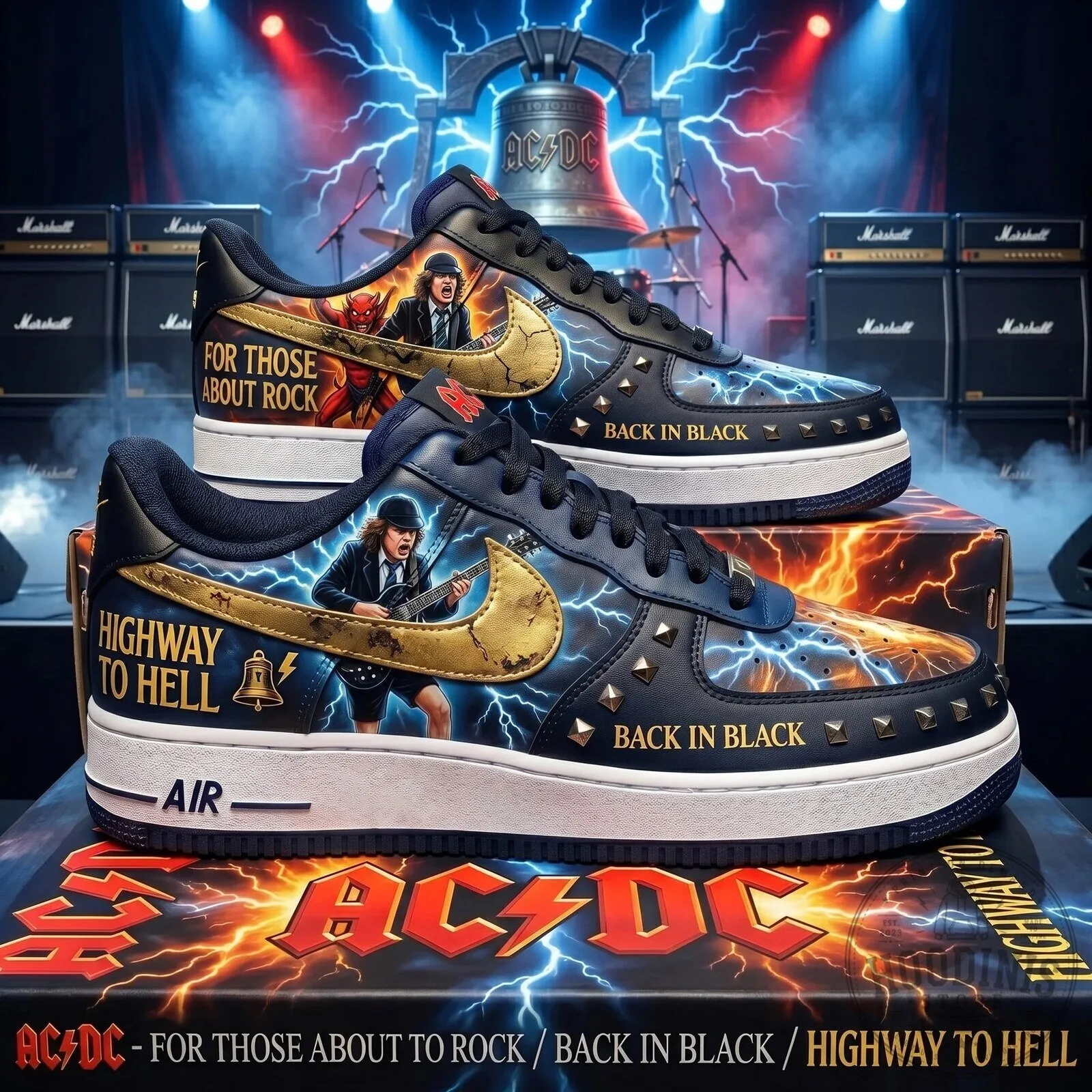 ACDC For Those About to Rock Back in Black Highway to Hell Sneakers
