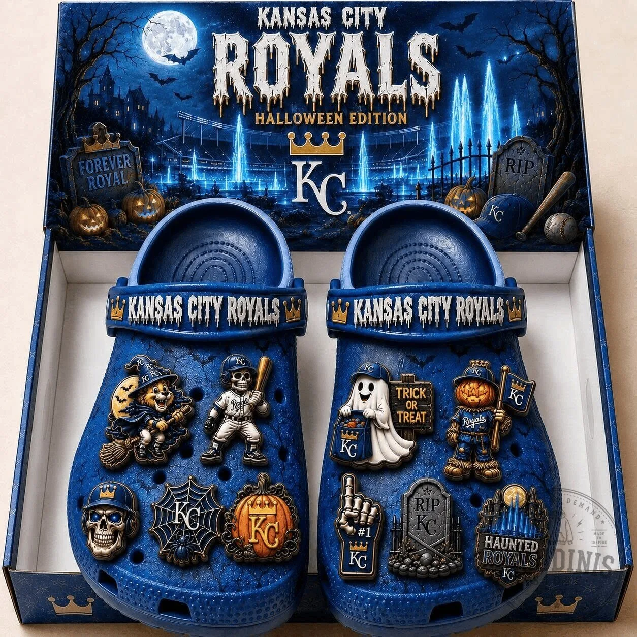 Kansas City Royals Halloween Edition Blue Clogs Shoes