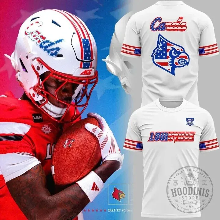 American Flag Design T-Shirt for Louisville Cardinals Football Team