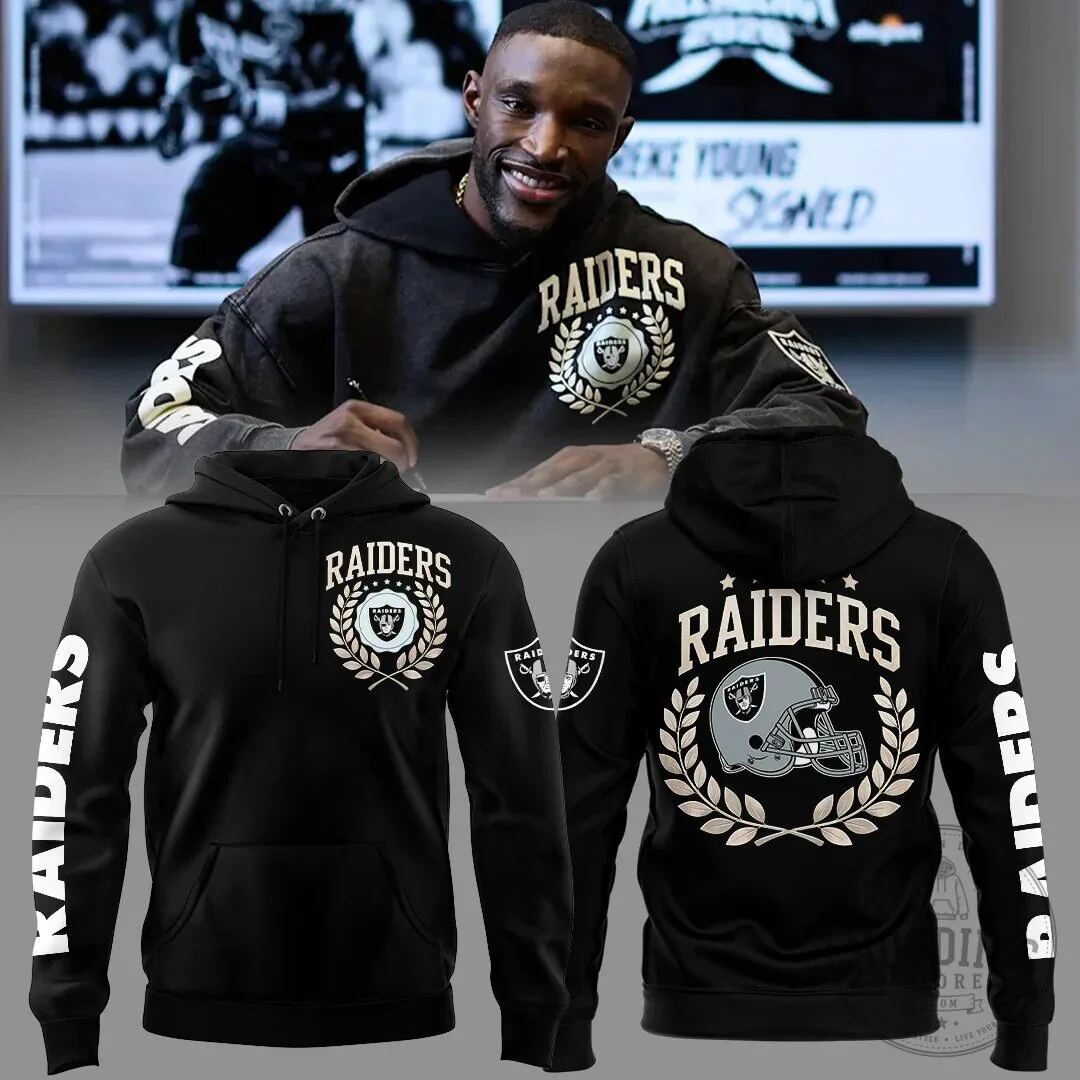Black Hoodie featuring Las Vegas Raiders Football Team Logo