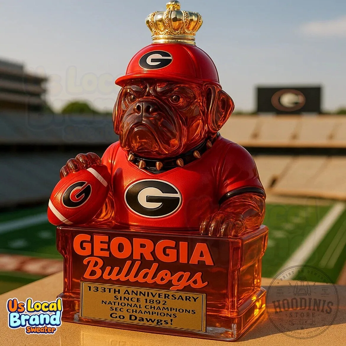 Georgia Bulldogs National Champions Football Team Whiskey Decanter Bottle