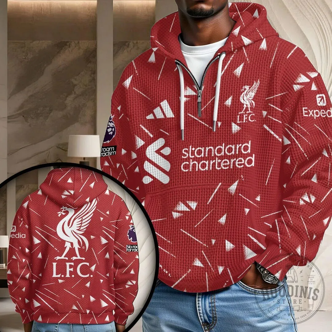 Liverpool Football Club Red Patterned Standard Chartered Hoodie