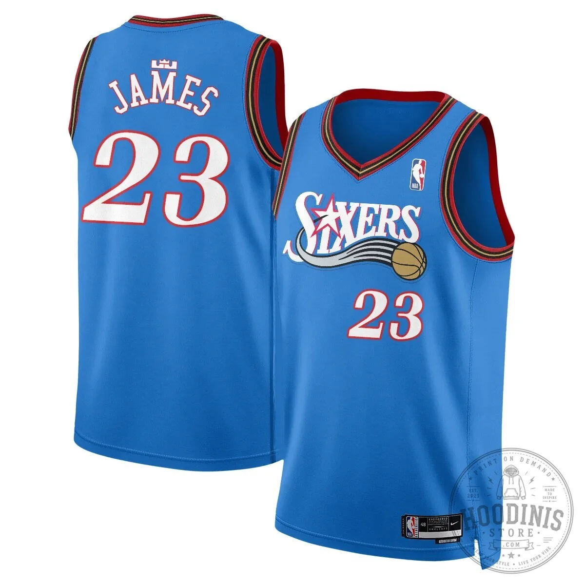 LeBron James Philadelphia 76ers Throwback Blue Basketball Jersey