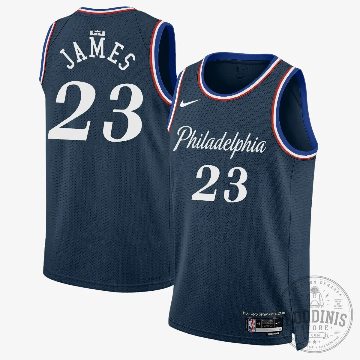 LeBron James Philadelphia 76ers Throwback Blue Basketball Jersey 18 LeBron James Philadelphia 76ers Throwback Blue Basketball Jersey