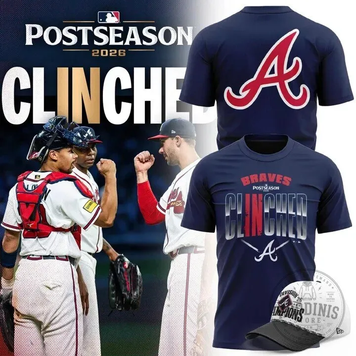 Atlanta Braves 2026 Postseason Clinched Baseball Fan T-Shirt 2 Atlanta Braves 2026 Postseason Clinched Baseball Fan T-Shirt