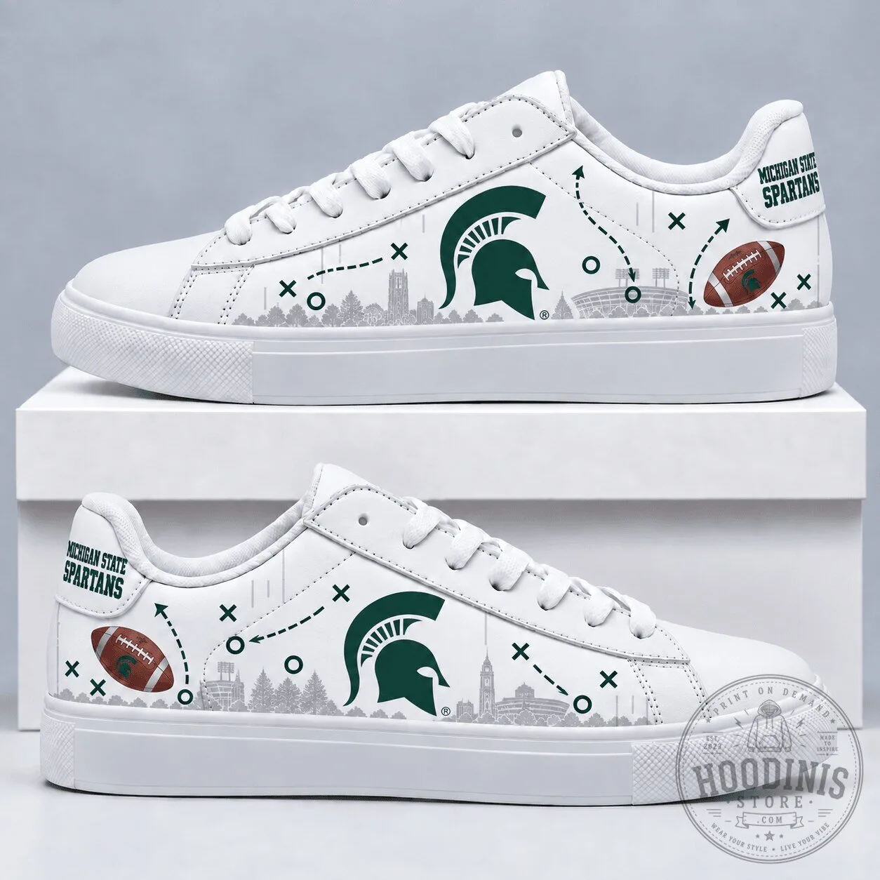 Michigan State Spartans Football Team White Low-Top Shoes