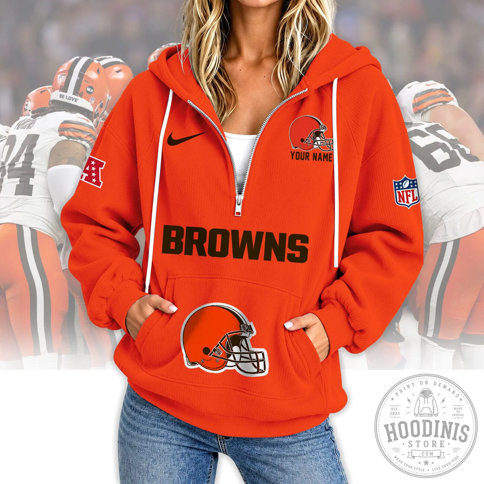 Cleveland Browns NFL Football Team Personalized Orange Hoodie