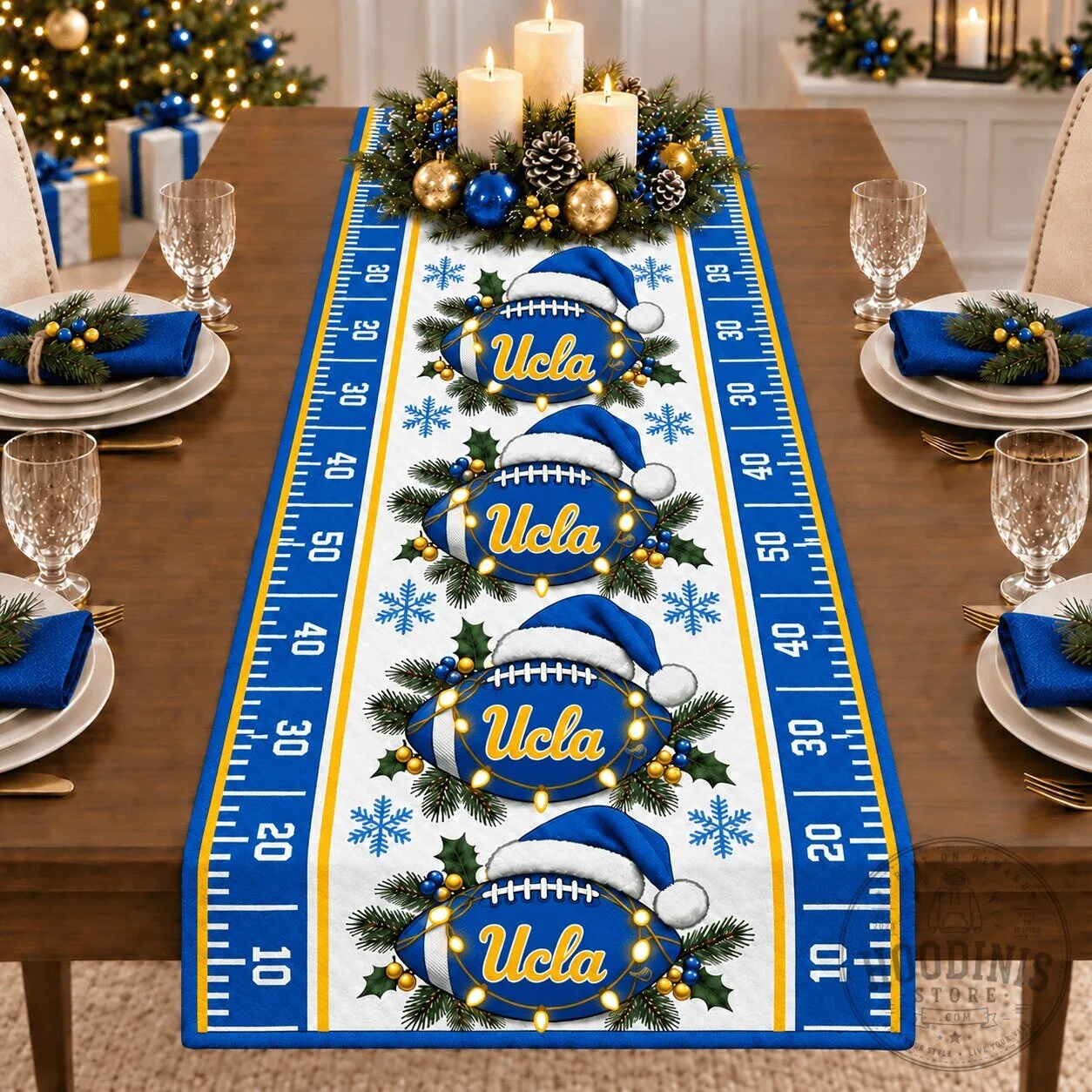 UCLA Bruins Christmas Football Field Table Runner