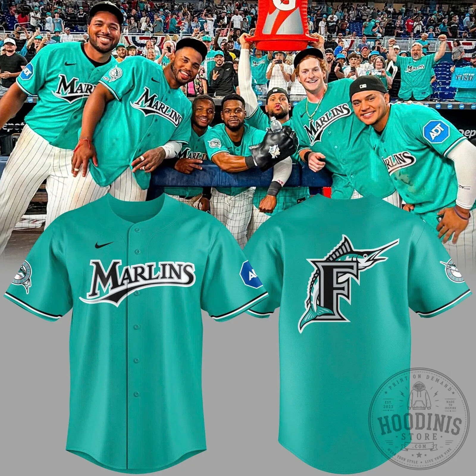 Miami Marlins Baseball Team Alternate Teal Jersey