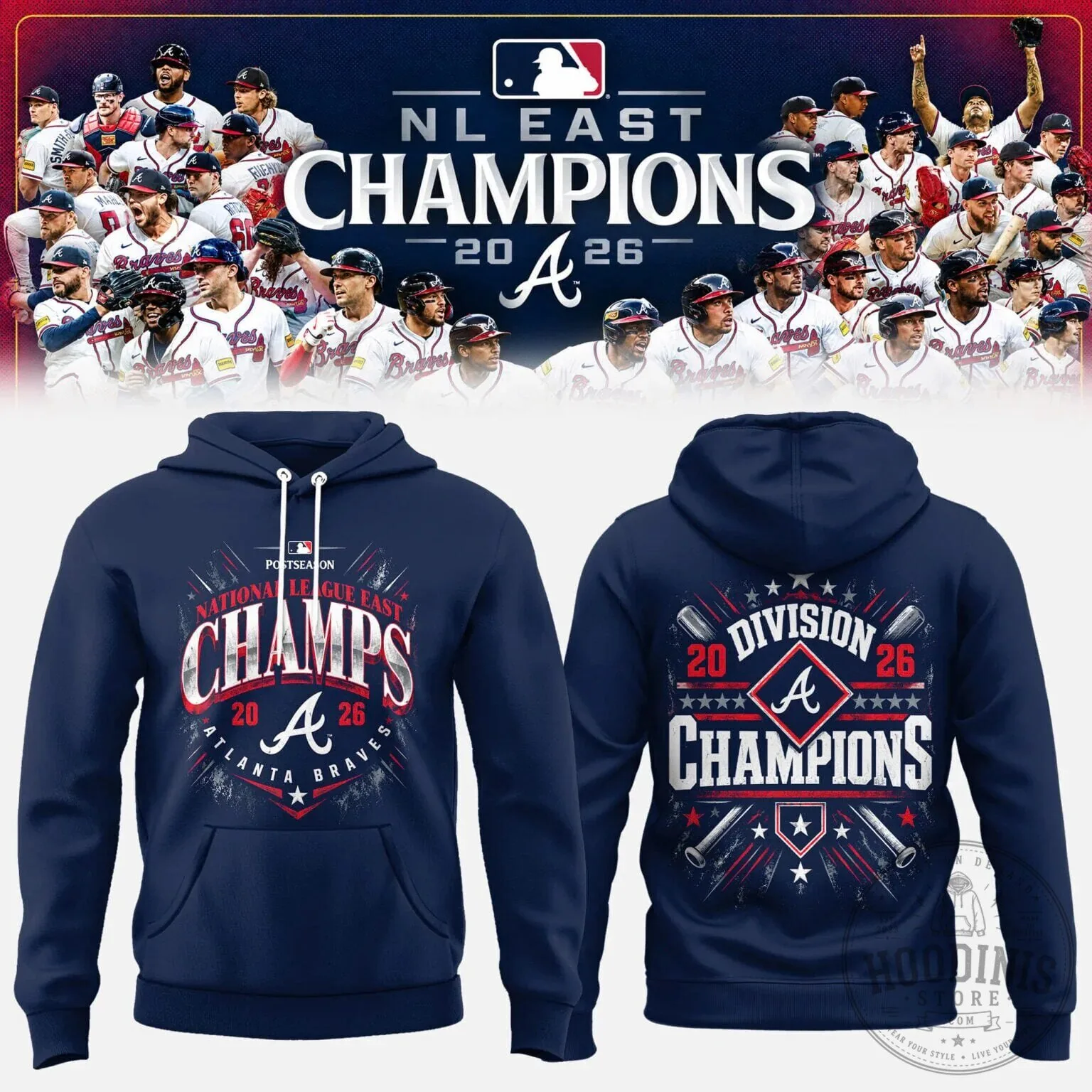 Atlanta Braves National League East Division Champions 2026 Postseason Hoodie