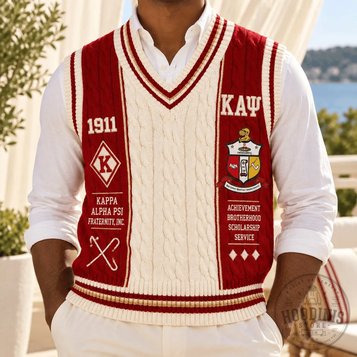Kappa Alpha Psi Fraternity Cable Knit Sweater Vest